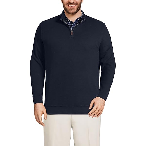 Lands' End Men's Long Sleeve Fine Gauge Cotton Quarter Zip Sweater